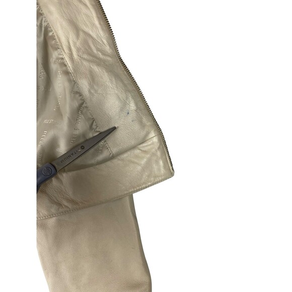 Wilsons Pelle Studio Genuine Leather Jacket Women Sz L Cream Moto Soft Lined VTG - Picture 7 of 12